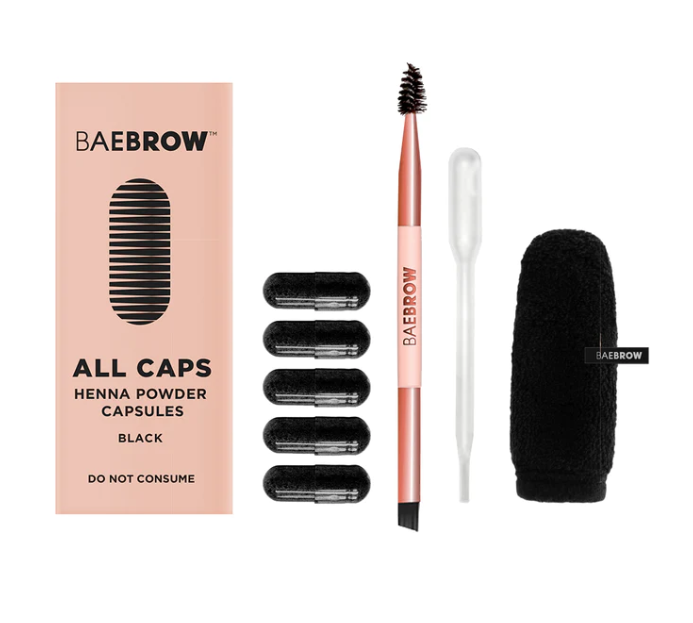 Baebrow All Caps Powder Henna Capsules ilgalaikiai antakių dažų